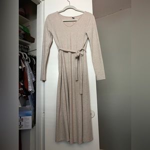 Cream, ribbed, maternity, long sleeve dress XS